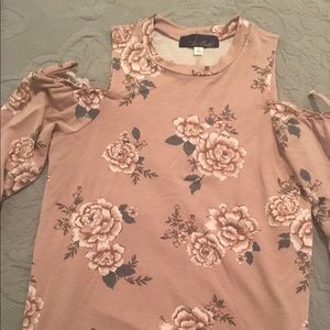 Blue Rain Cold Shoulder Shirt